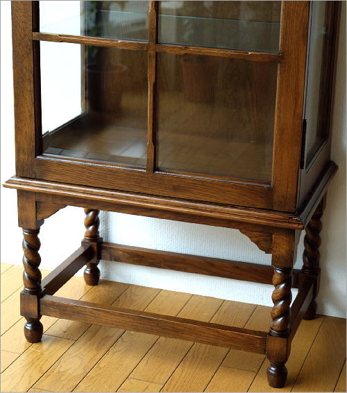 キャビネット ガラス アンティーク クラシック 木製 天然木 ナラ材 扉