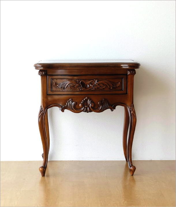 サイドチェスト マホガニー 木製 ウッド 電話台 花台 天然木 ベッド