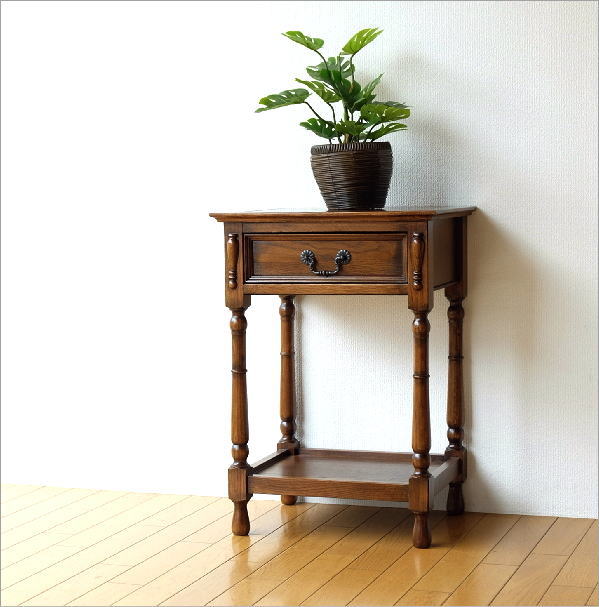 電話台 おしゃれ コンソール サイドテーブル 引き出し 木製 花台