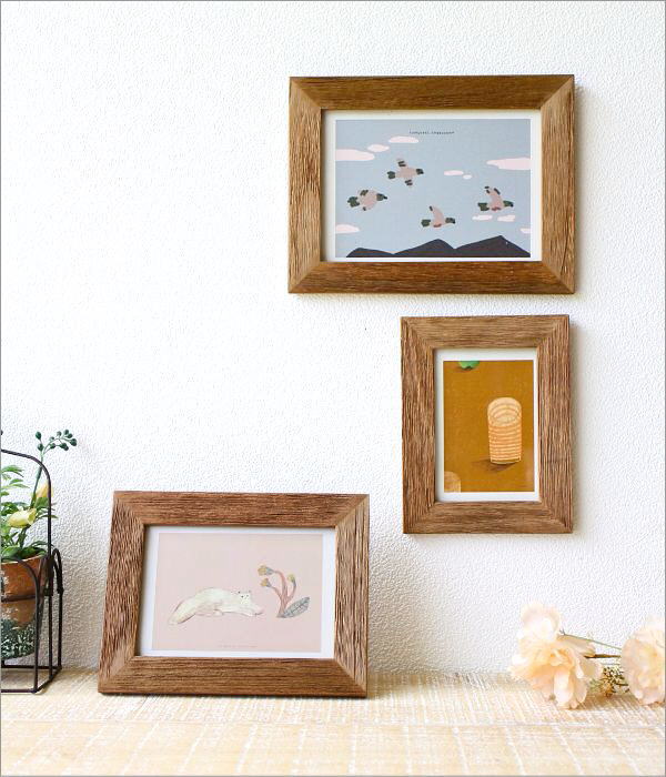 フォトフレーム 写真立て 木製 チーク材 おしゃれ 2L 壁掛け フォト
