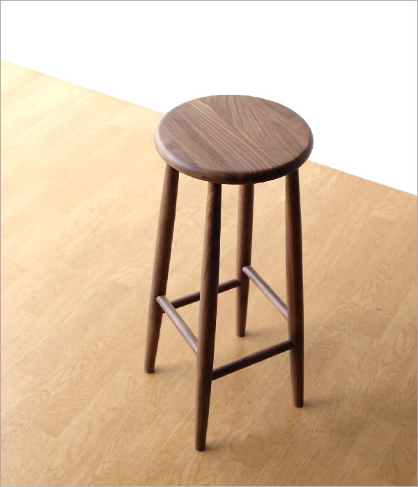 ハイスツール 天然木 無垢材 ウォールナット 木製 ウッドスツール