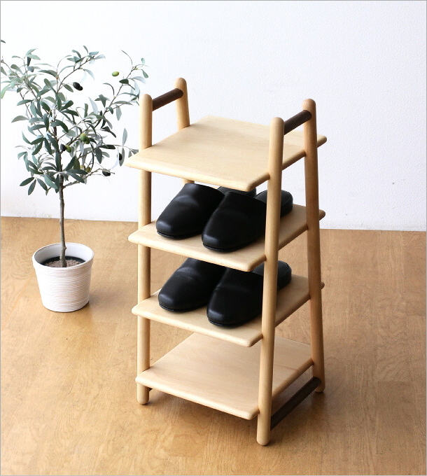 スリッパラック 木製 4足 天然木 ブナ材 スリッパ棚 棚式 ナチュラル