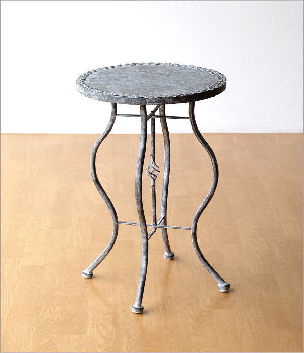 ガーデンテーブル アイアン アンティーク 屋外 室内 直径40cm 丸