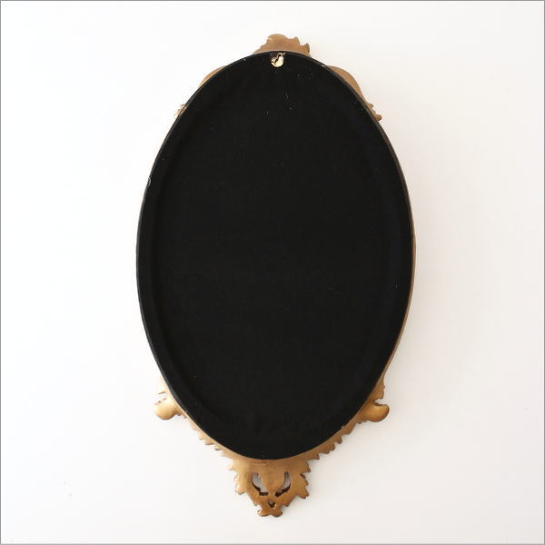 壁掛け鏡 アンティーク ミラー 楕円 ロココ調 おしゃれ ゴールド 彫刻