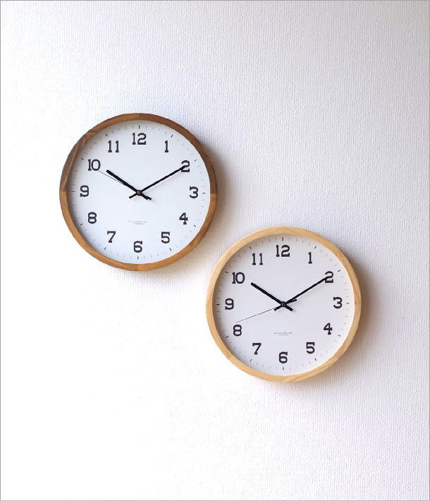 掛け時計 壁掛け時計 おしゃれ 木製 天然木 無垢材 静音 静か スイープ