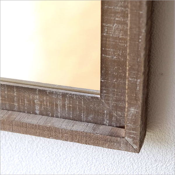 鏡 壁掛け 木製 おしゃれ パイン材 ウッド 古木 天然木 壁掛け鏡