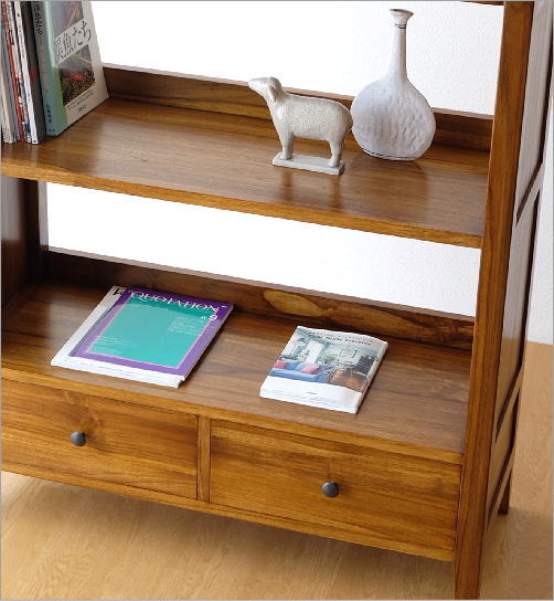 本棚 チーク 無垢材 飾り棚 オープンシェルフ 幅90 奥行35 チーク