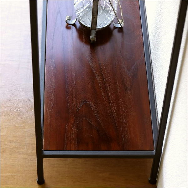 コンソールテーブル 玄関 花台 木製 棚付き 2段 ワイド 天然木 無垢材