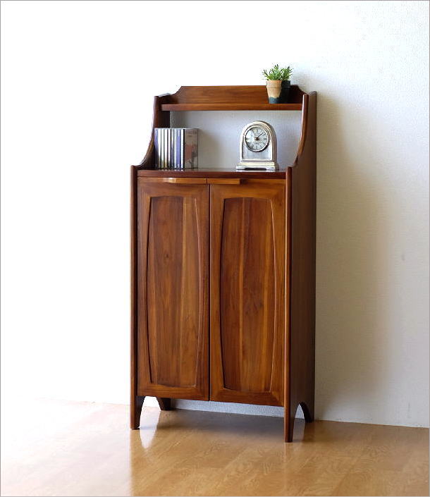 キャビネット 電話台 ファックス台 FAX台 おしゃれ チーク 無垢材