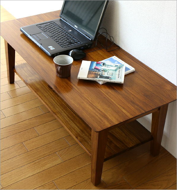 センターテーブル チーク 無垢材 天然木 幅110 奥行50 チークリビング