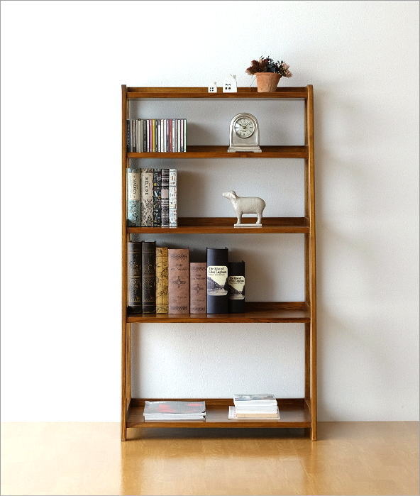 飾り棚 本棚 チーク 無垢材 オープンシェルフ チークディスプレイ