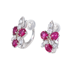 GSTV パラジウムシルバー950 ルビー 天然ホワイトジルコン Mia