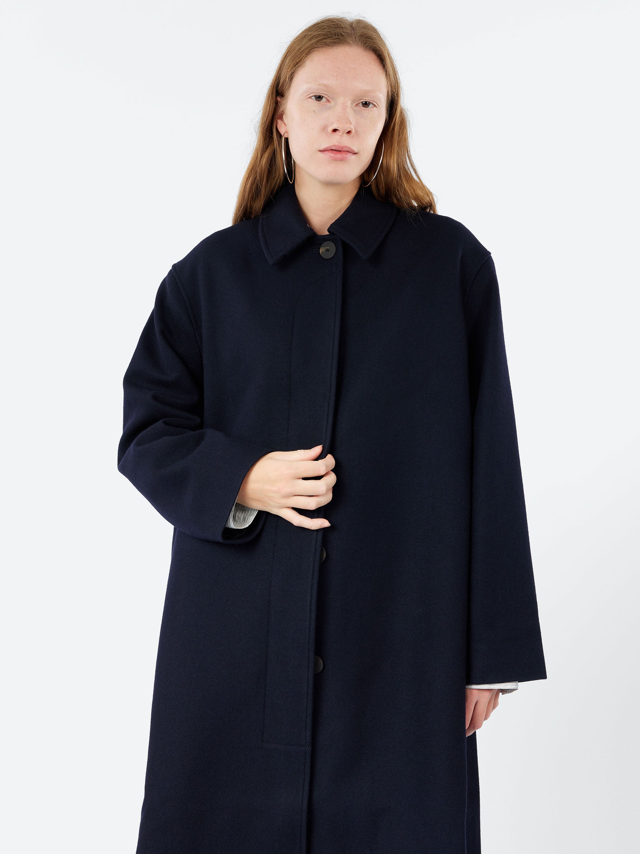 Studio Nicholson - Ria Overcoat in Dark Navy – gravitypope