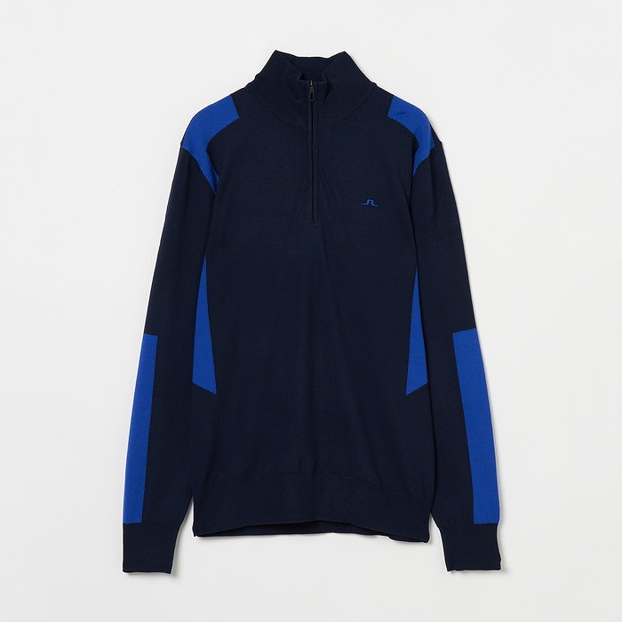 美品☆ J.リンドバーグ モックネック ジップアップ セーター J