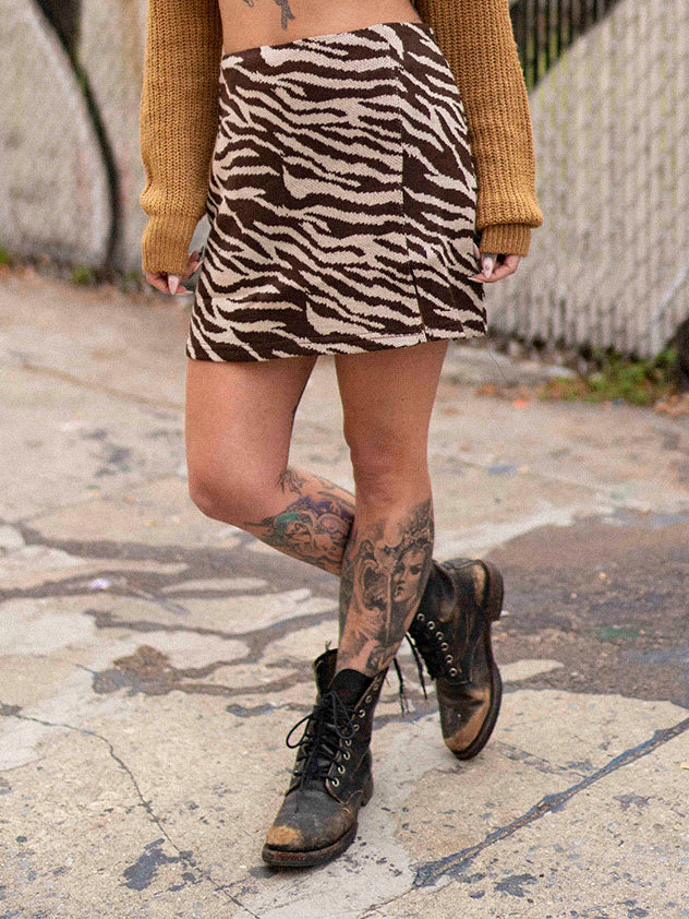 Jett Zebra Knit Mini Skirt - Grit N Glory