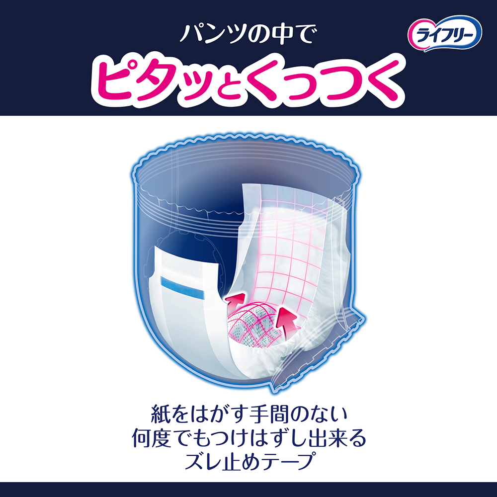 ライフリー ズレずに安心 紙パンツ用尿とりパッド 夜用 4回吸収42枚×3