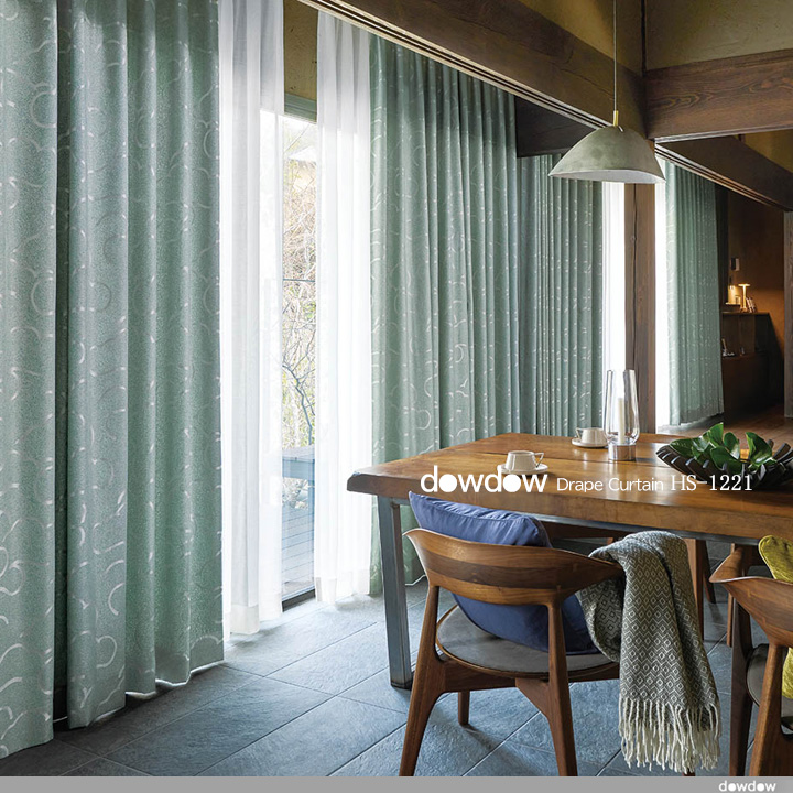 和モダン】松の文様柄のドレープカーテン＆シェード【HS-1221】山藍摺