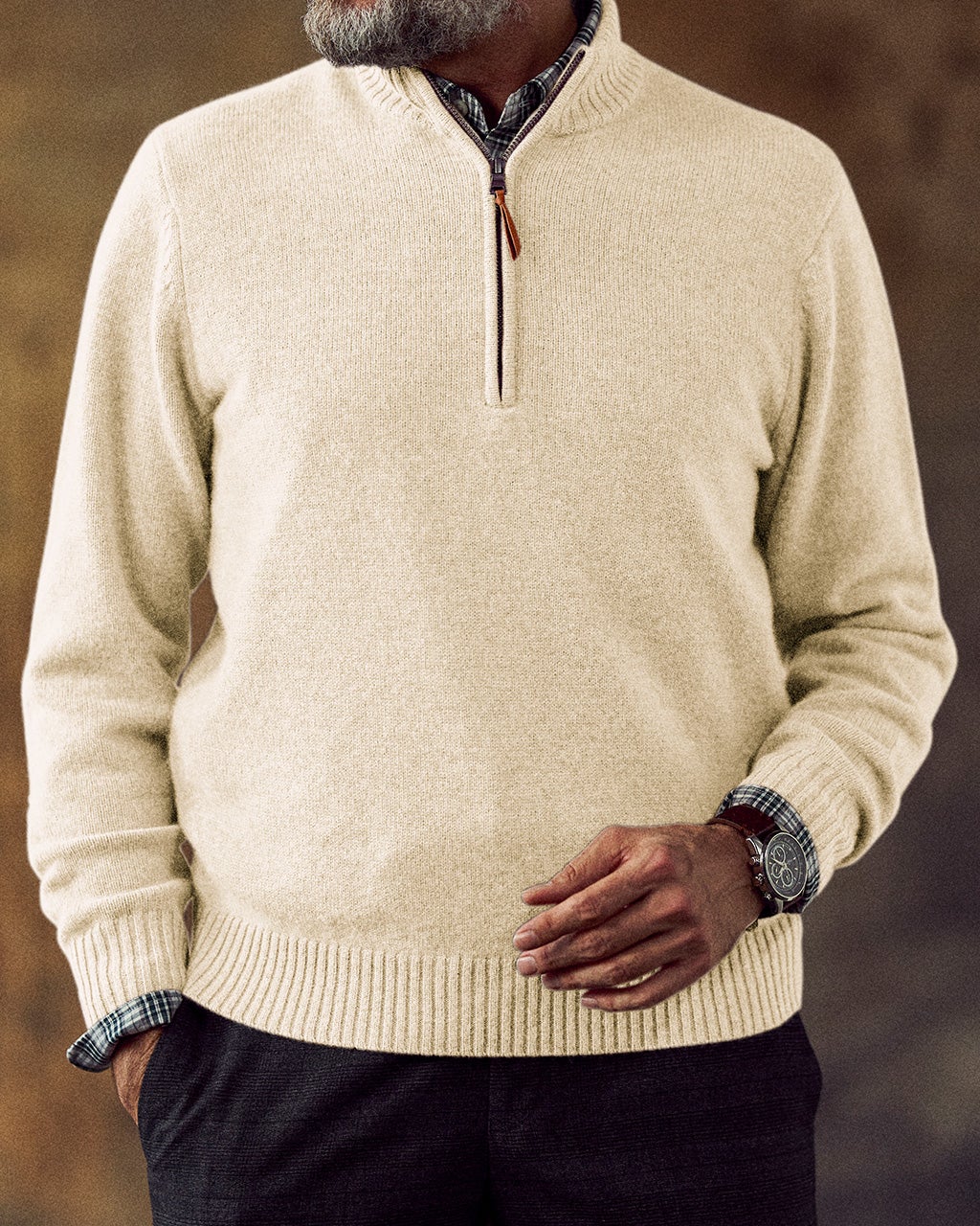 ピュアカシミヤセーターハーフジップ/DoCLASSE