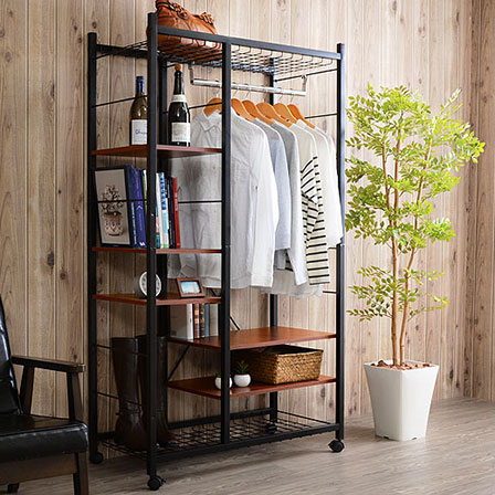 お洒落 デザイン ハンガーラック 幅93cm BR 00-035-br ブラウン