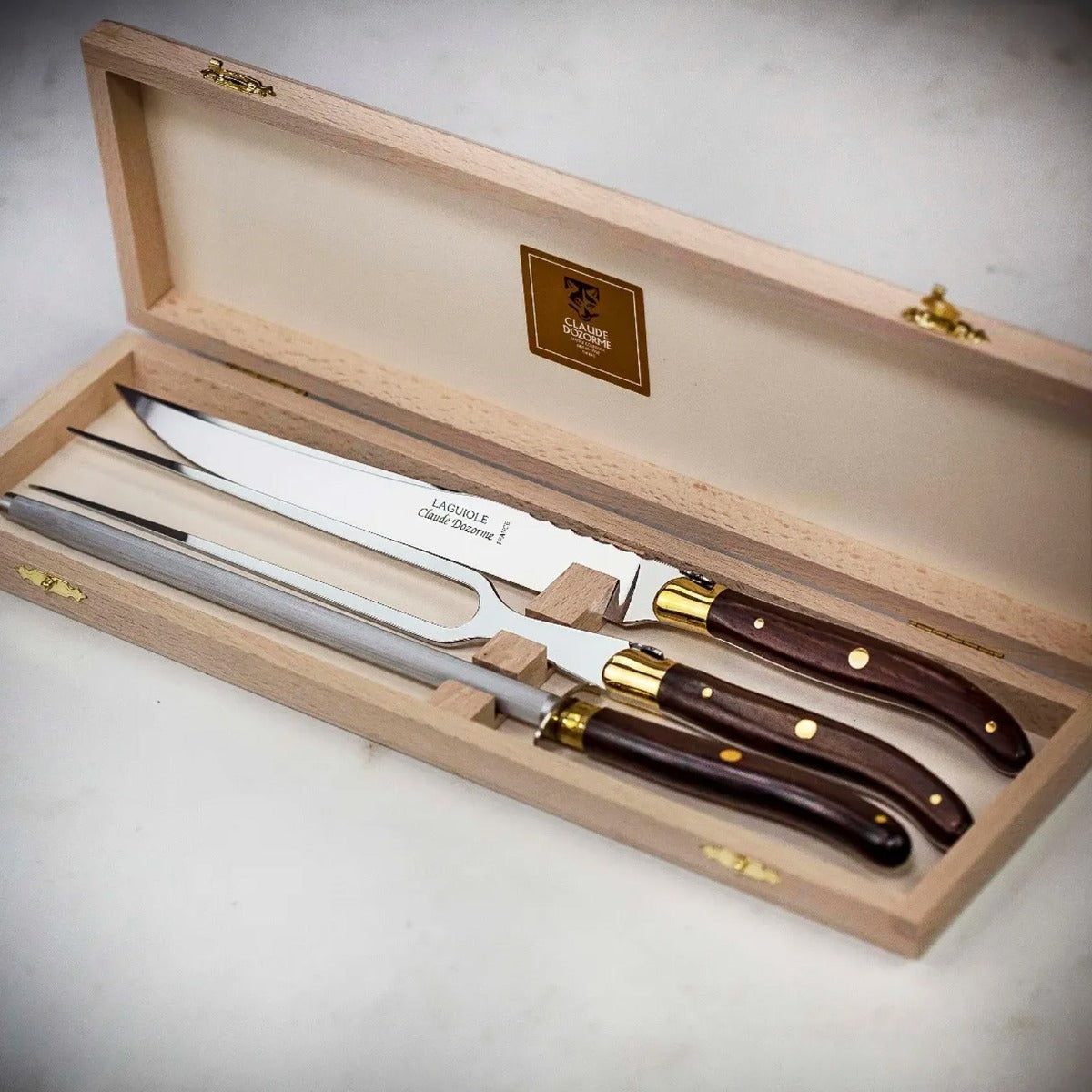 Laguiole Steak Knives & Forks, Rosewood, Set of 4, by Claude