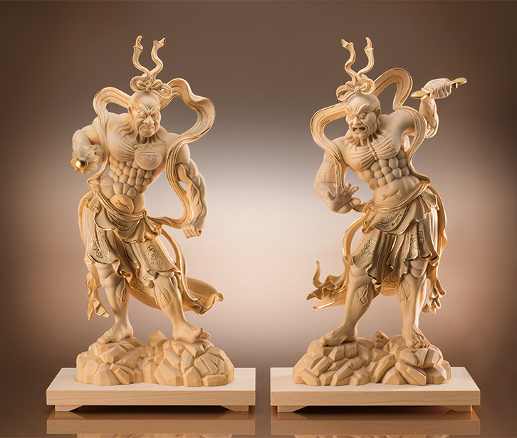 金彩・檜一杢彫り 金剛力士像 二尊一対 - 三宝堂オンラインショップ
