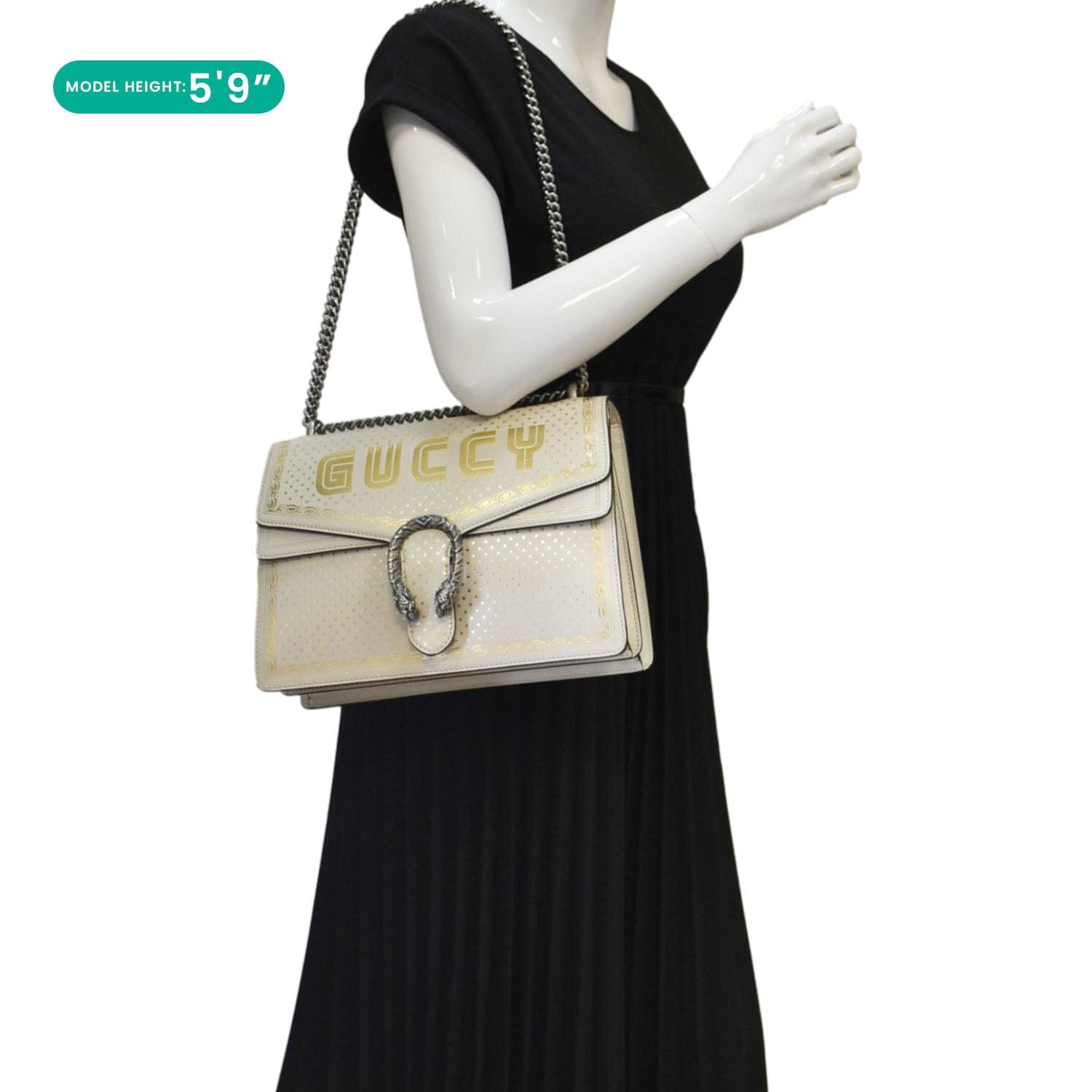 GUCCI X SEGA Dionysus Medium GUCCY Stars Leather Shoulder Bag White 40