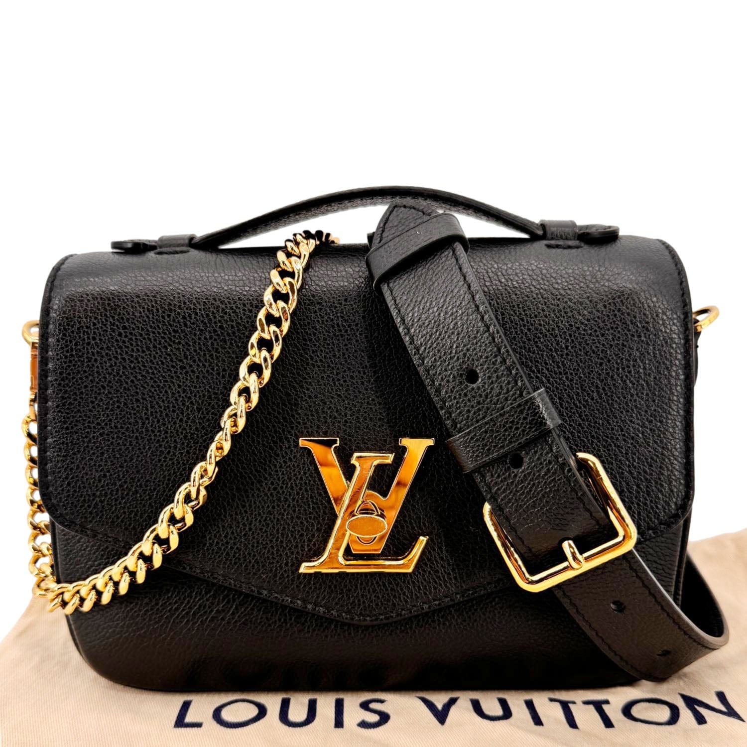 LOUIS VUITTON Lockme Oxford Grained Leather Crossbody Bag Black