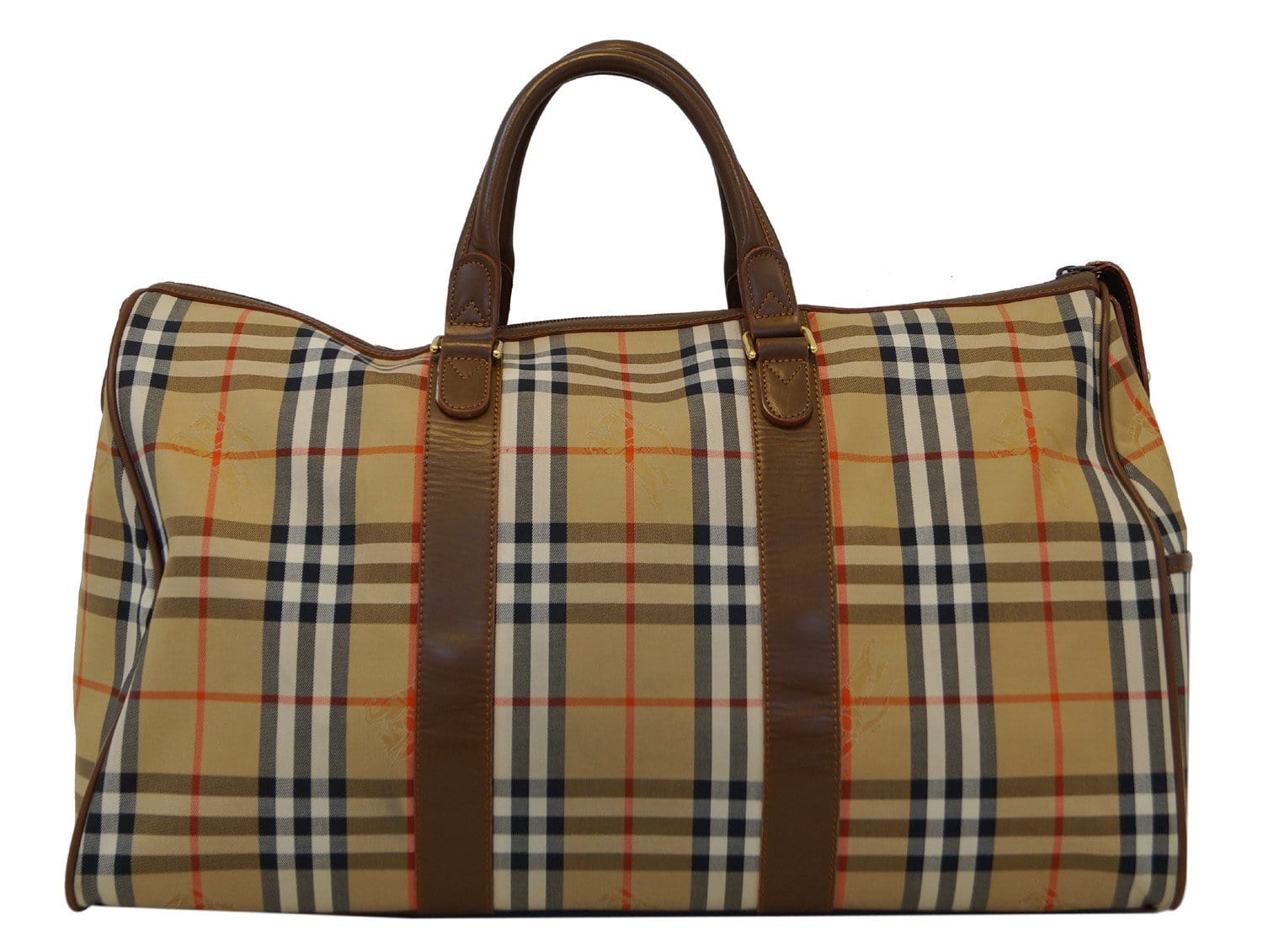 Burberry Travel Bag Nova Check Brown Leather - Burberry Luggage
