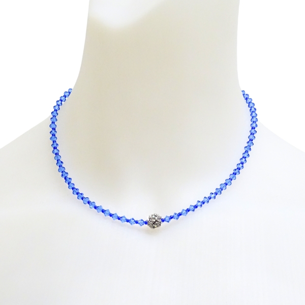 PINK ガラス ビーズ ネックレス P-340 ブルー 長野県長野市の社交