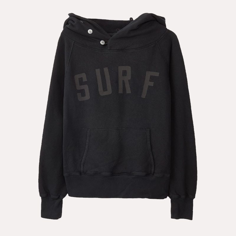 KAPITAL Surf Pullover Black Fleece Hoodie