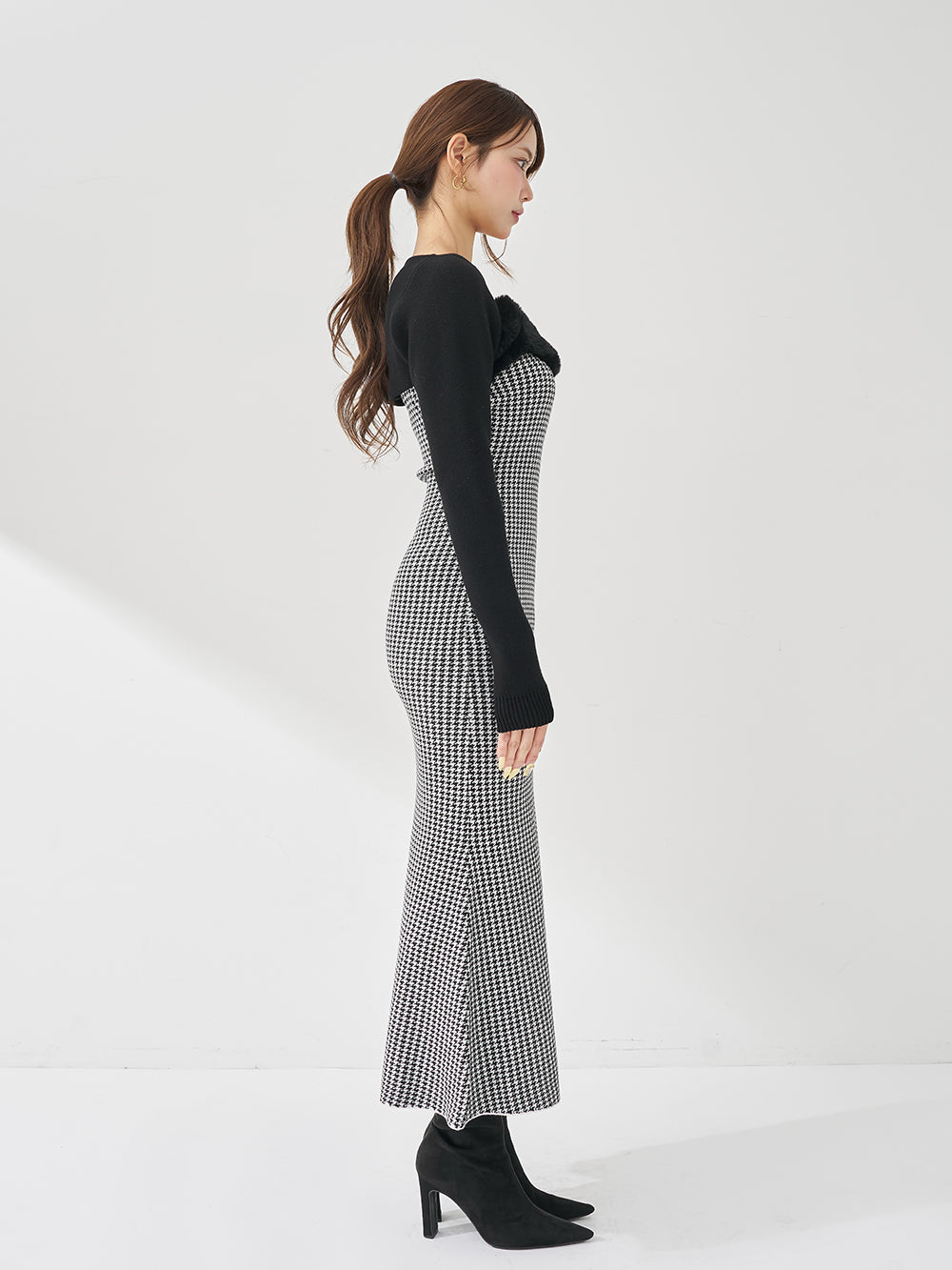 アンサンブルチェックニットロングワンピース – Darich (ダーリッチ)