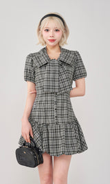 ビッグリボンバルーンチェックミニワンピース – Darich (ダーリッチ)