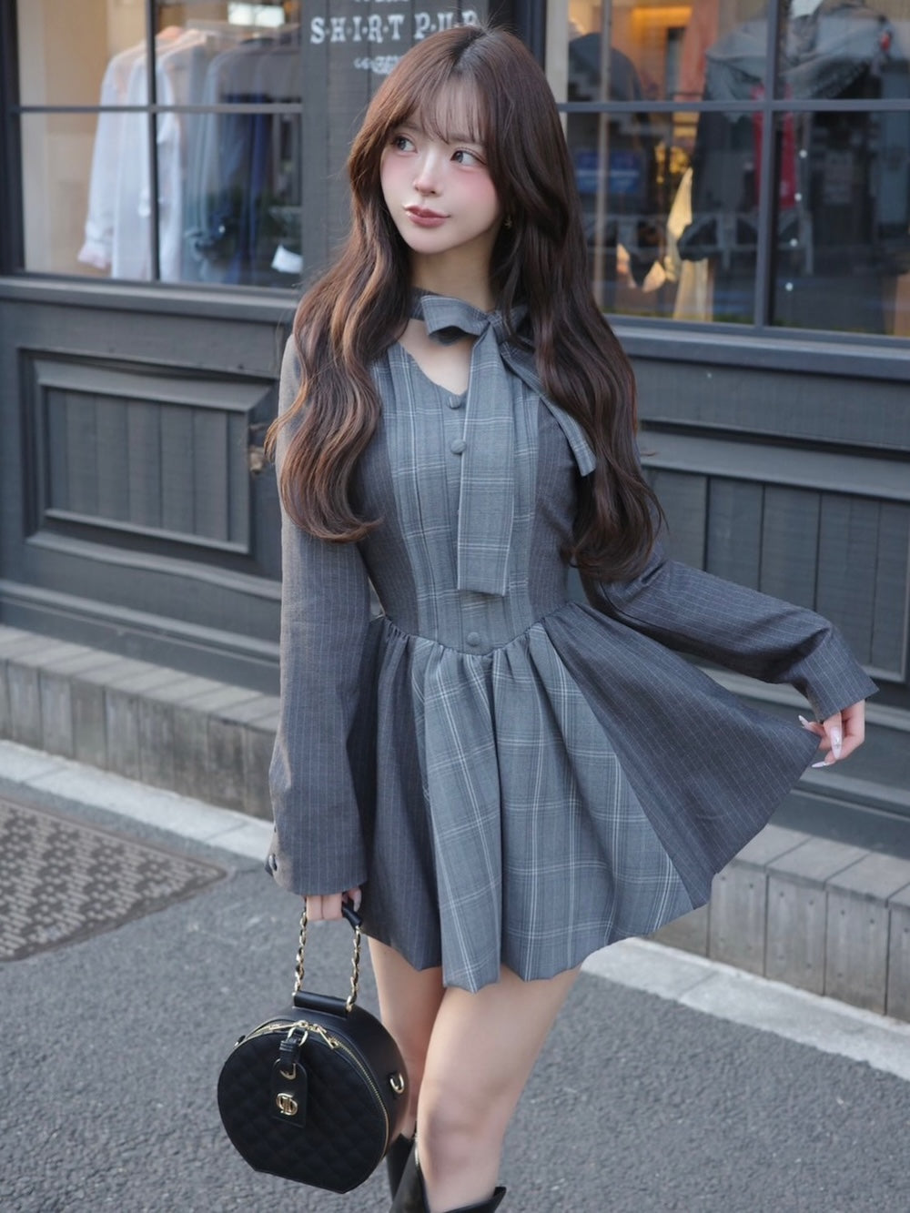 ニットボレロダブルチェックミニワンピース – Darich (ダーリッチ)