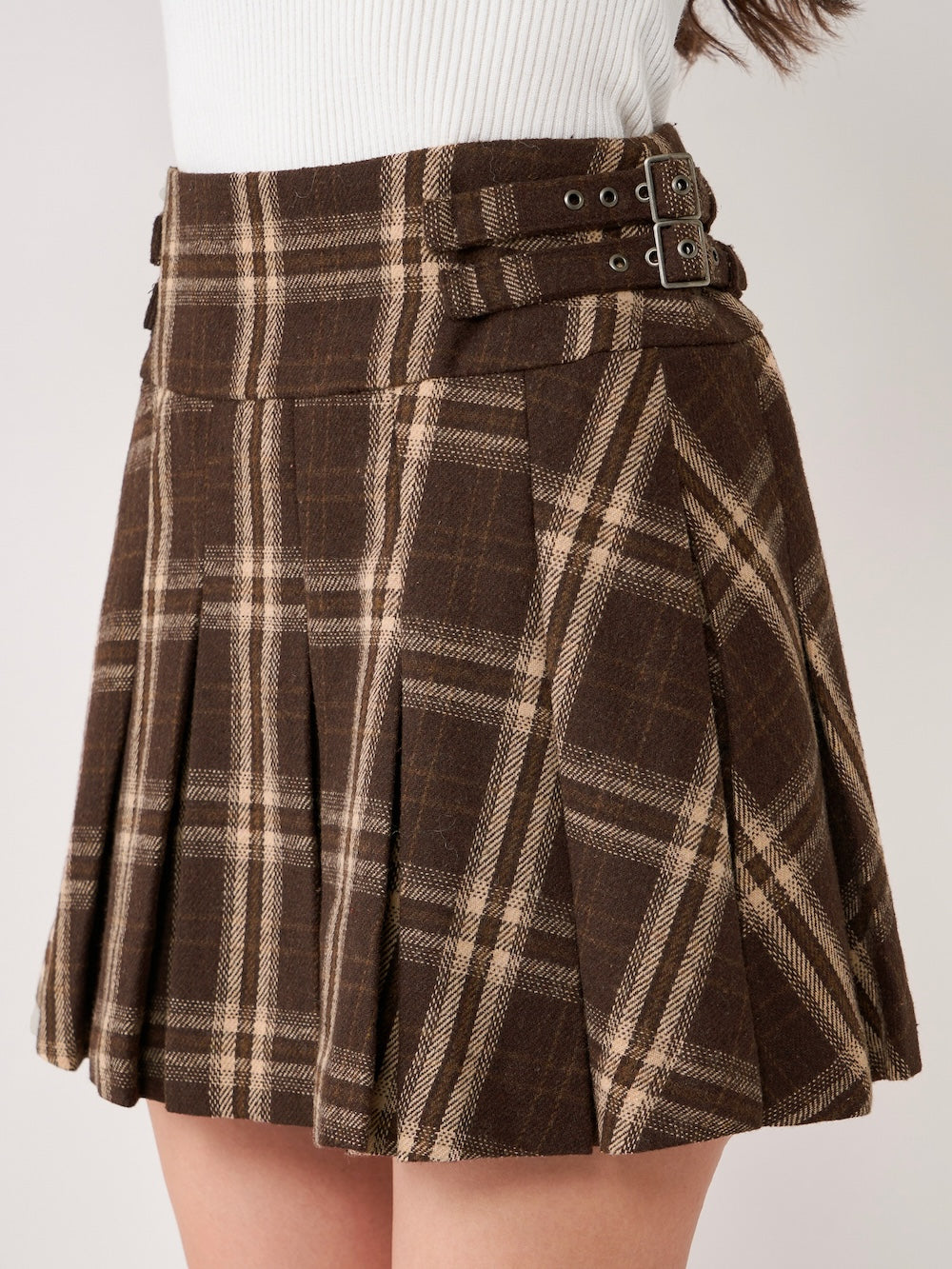 サイドベルトチェックミニスカート – Darich (ダーリッチ)