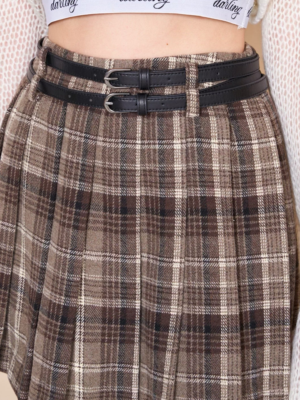 ダブルベルトチェックミニスカート – Darich (ダーリッチ)