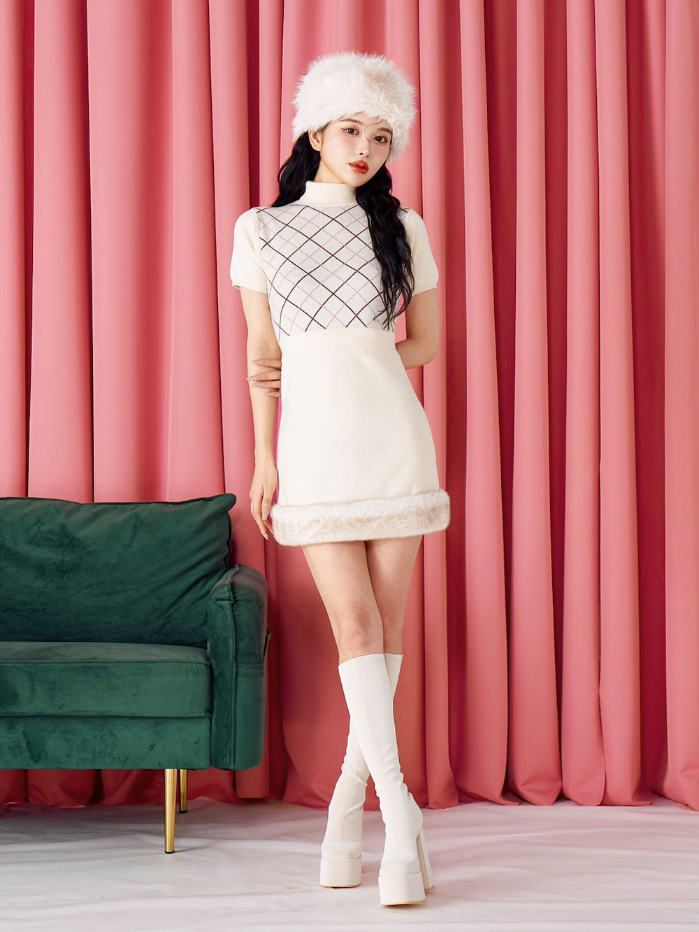 チェックファーニットミニワンピース – Darich (ダーリッチ)