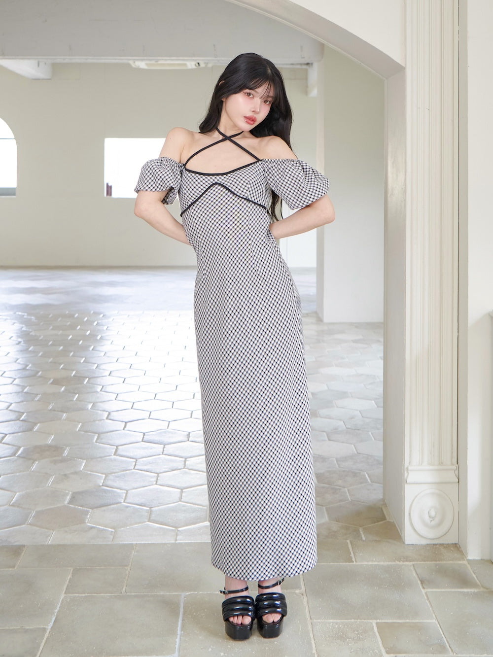 パイピングチェックロングワンピース – Darich (ダーリッチ)