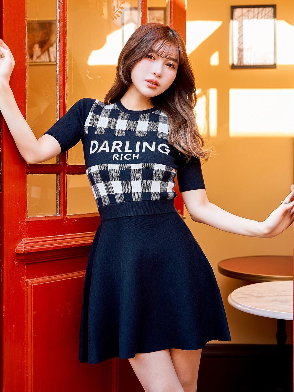 ウエストオープンチェックミニワンピース – Darich (ダーリッチ)
