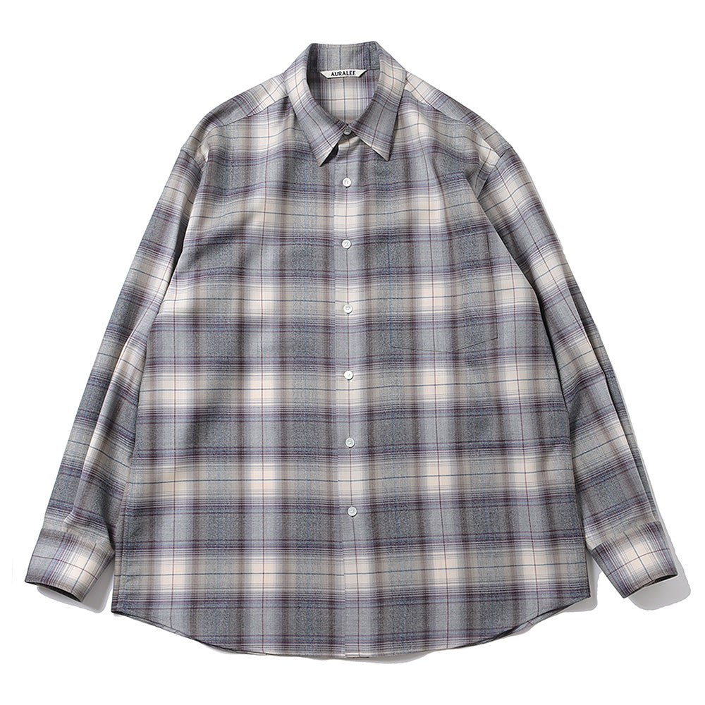 AURALEE(オーラリー)】SUPER LIGHT WOOL CHECK SHIRT (A23AS01LC