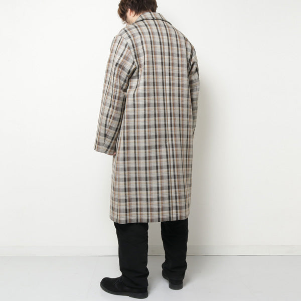 DOUBLE FACE CHECK SOUTIEN COLLAR COAT (A9AC01BN) | AURALEE