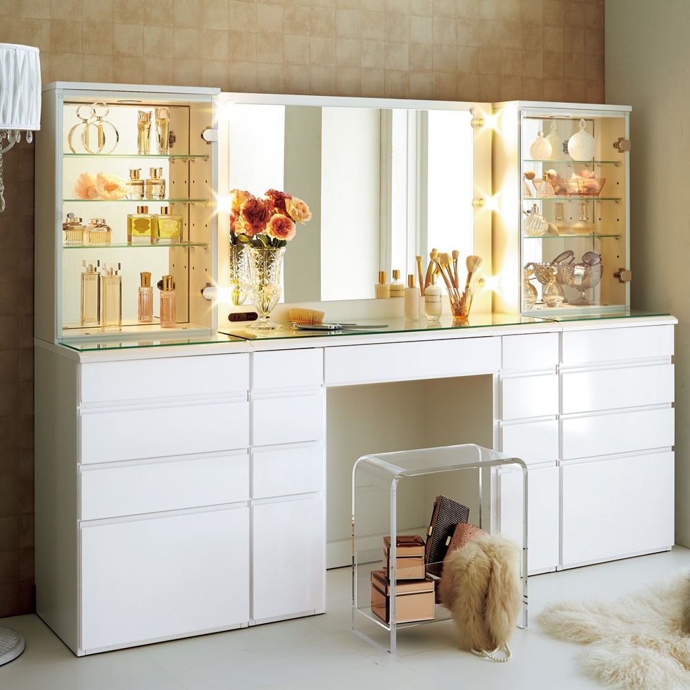 LEDライト付き 楽屋ドレッサーシリーズ ドレッサー 幅99cm ディノス