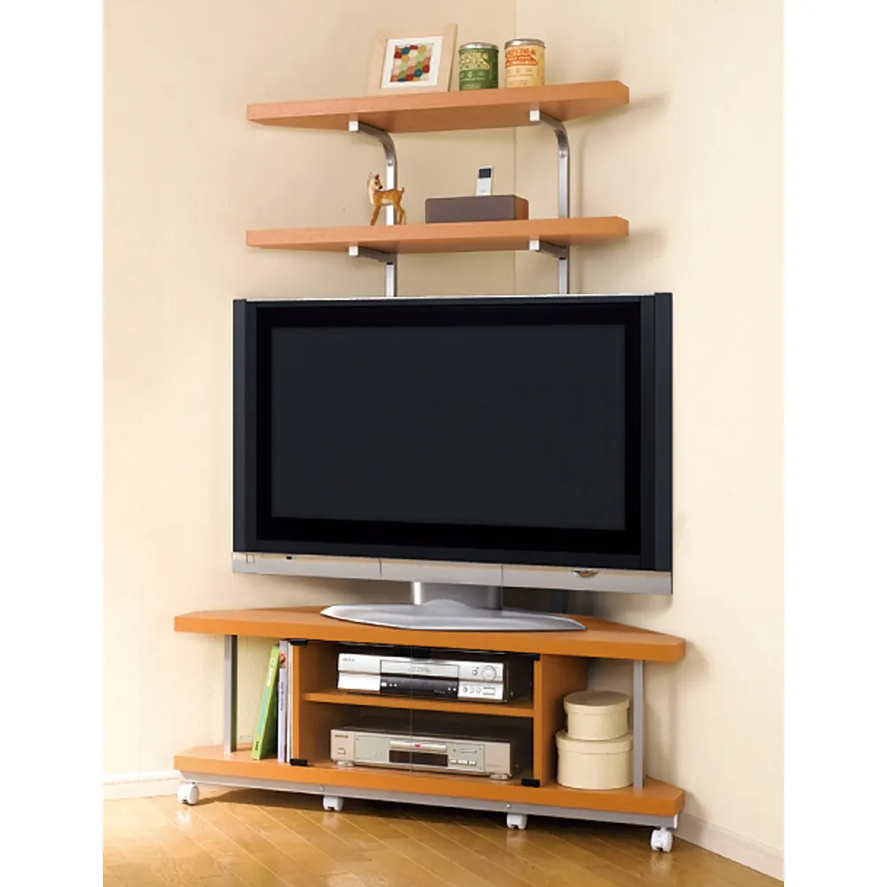 コーナーテレビ台（上棚付き） 幅90cm 棚2段 キャスター付き ディノス