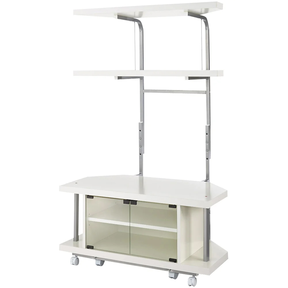 コーナーテレビ台（上棚付き） 幅90cm 棚2段 キャスター付き ディノス