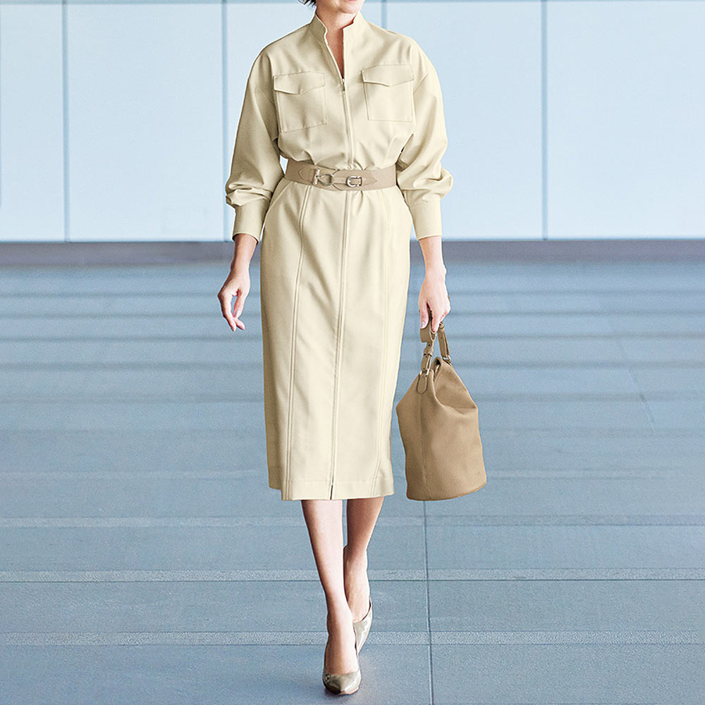 ウール混 ツイルギャバジン ワンピース 通販 - ディノス