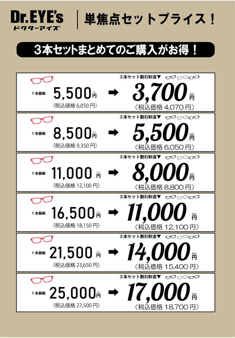 メガネ3本セットって何だろう？ - メガネのドクターアイズ（眼鏡