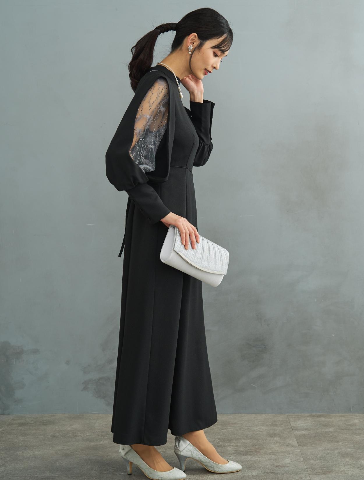 M/L】レース×スリットスリーブドレス（ブラック）DPSET0640のレンタル