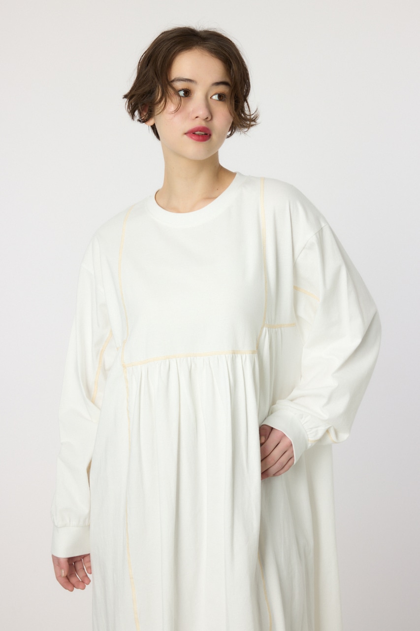 RODEO CROWNS WIDE BOWL | 配色ステッチティアードマキシワンピース