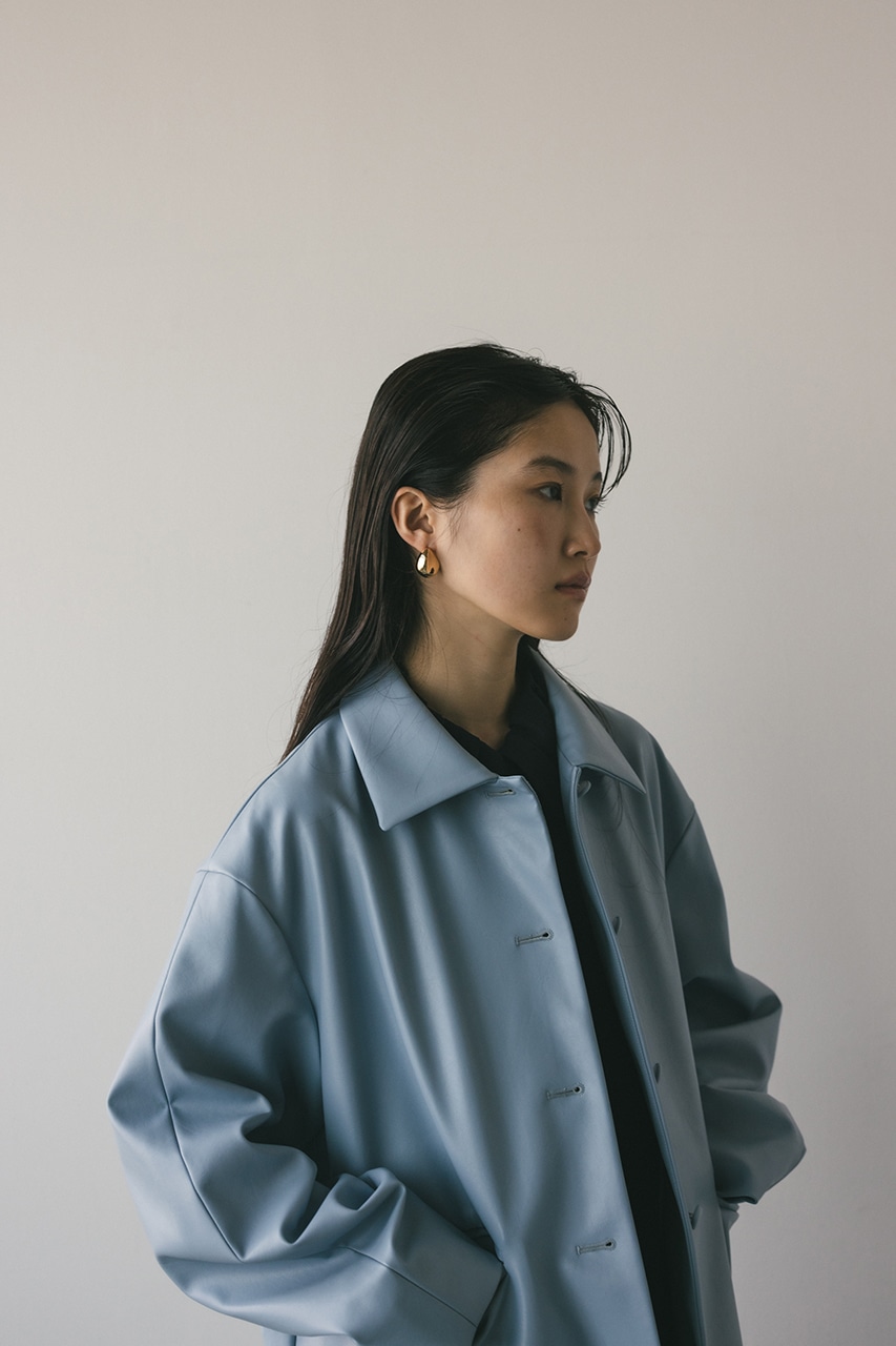 STYLEMIXER | ステンカラーフェイクレザージャケット (ジャケット