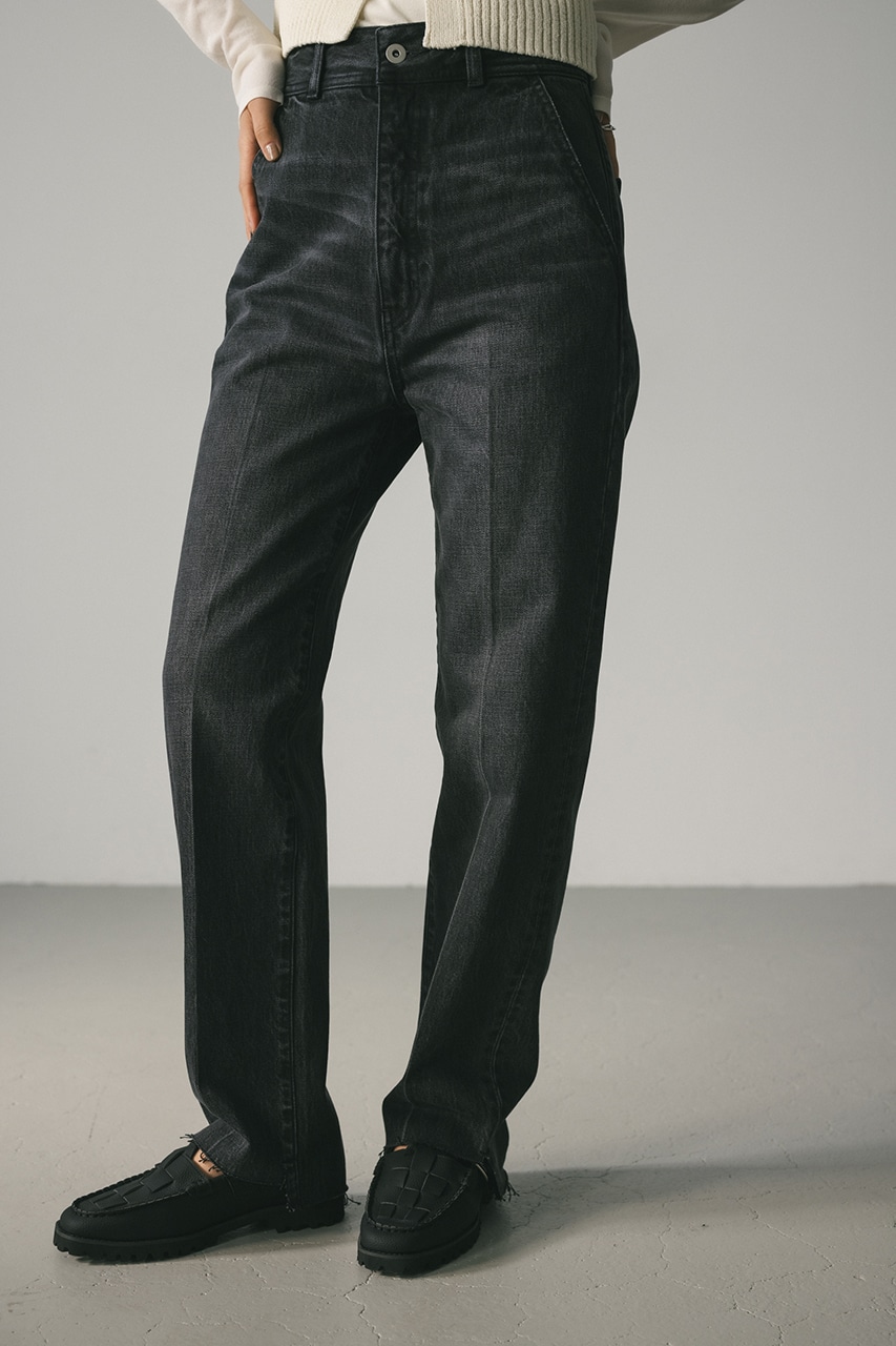 STYLEMIXER | カットオフセンタープレスデニム (ストレート ) |SHEL