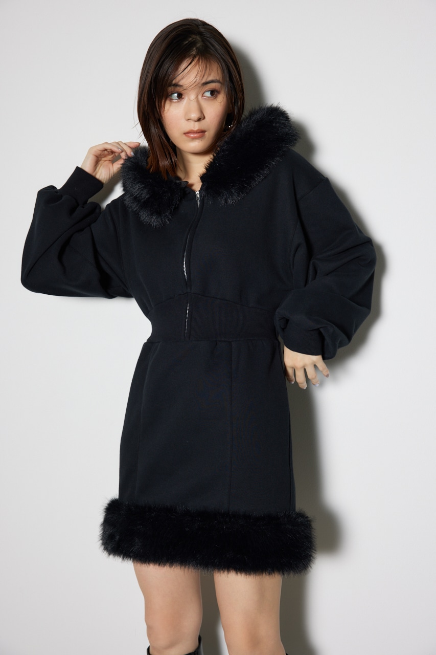 rienda | フェイクファースウェットミニワンピース (ワンピース(ミニ